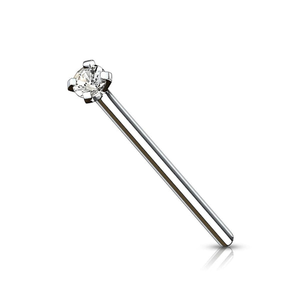 1 kpl. Nenälävistys hopeaa 1,5 mm. pyöreä valkoinen CZ nro 2 (r)