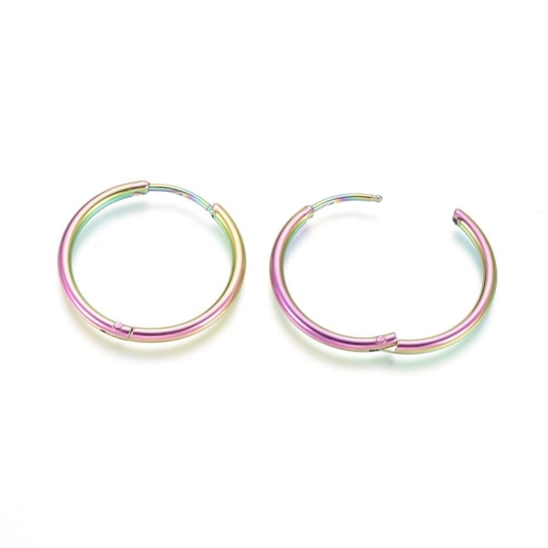 1Par 25 mm Hoops örhängen i Rainbow 316L kirurgiskt stål