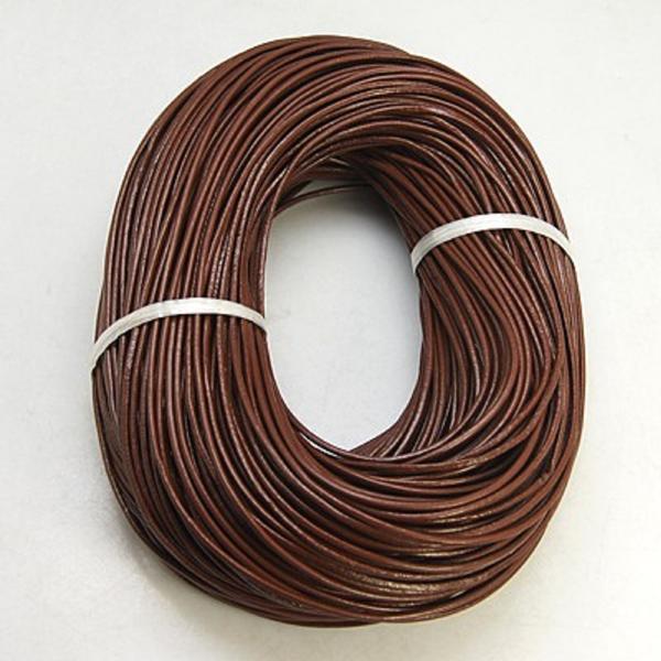5 meter Mørkebrun læderrem 1,5 mm. tyk