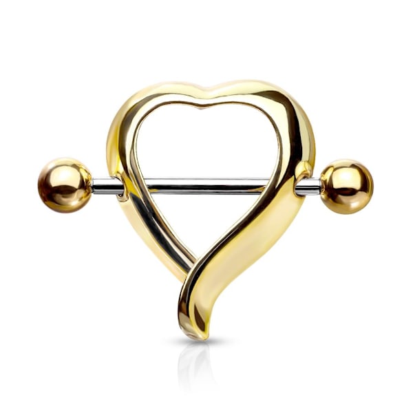 Hjerteformet Nipple Shield Ring i forgyldt 316L stål Gold