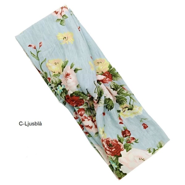 Håndsydd Floral Stretch-hodebånd (9 fargevalg) F-Mörkblå