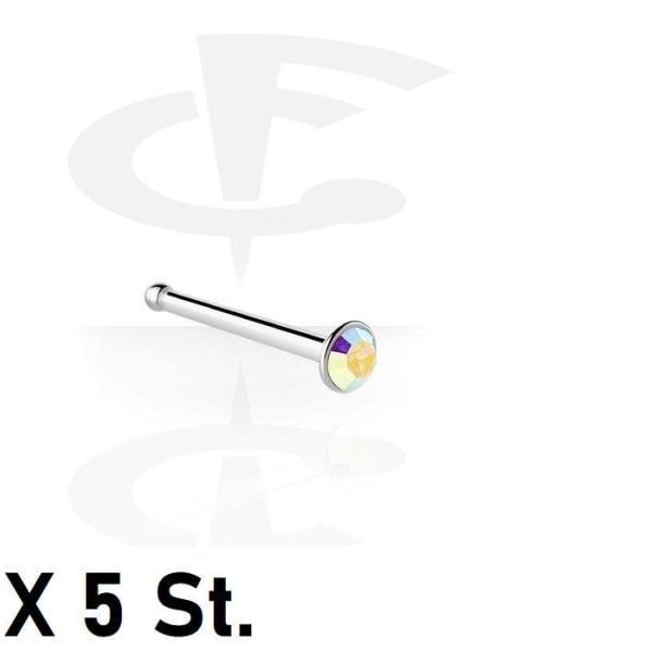 OBS 5 st Näspiercing i IP-pläterad 316L stål med 2,5 mm AB CZ X 5