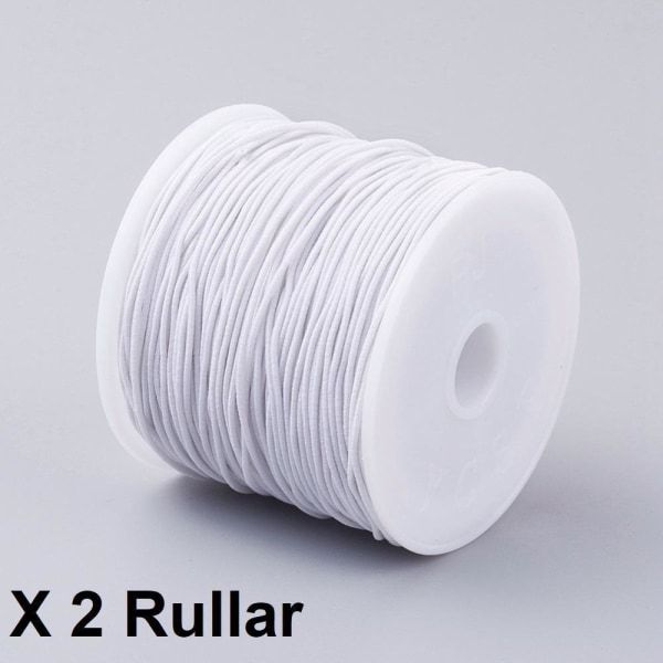 Note 2 Ruller med ca.: 24~26 mt. Hvid elastisk tråd 0,8 mm.