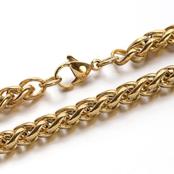 21 cm. lång  Vete länk Armband i  AISI 304 stål (2 val) Guld