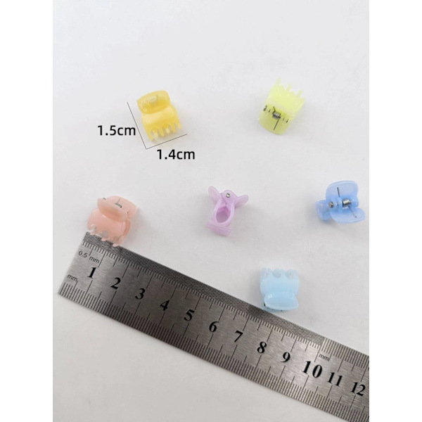 20 st. Små Hårklämmor 14x15 mm i Blandande pastell färger