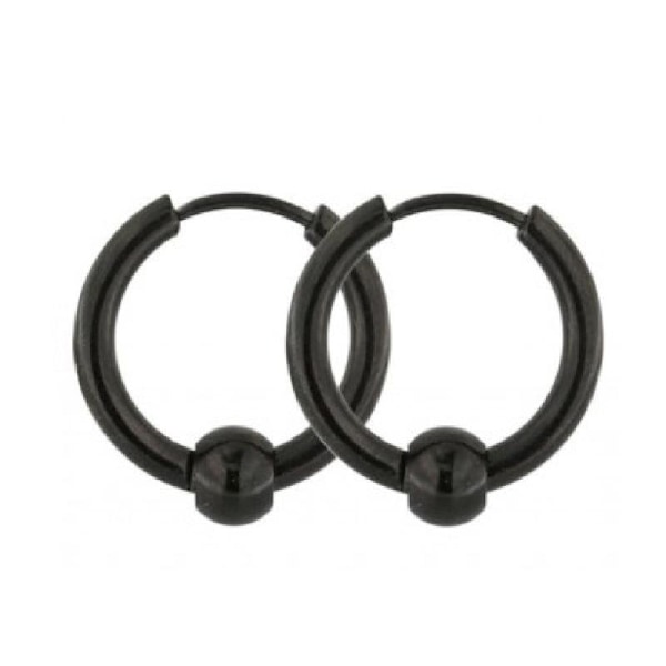 1 Par 10 mm. Hoops örhängen i IP Pläterad stål med kula Silvergrå