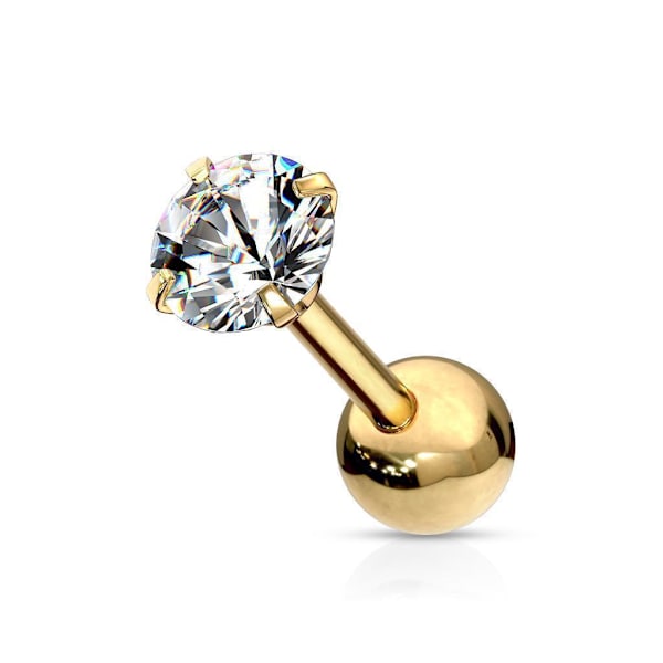 Tragus/Cartilage Piercing med 4 mm.CZ IP-316L stål (5 val) 2 Gold