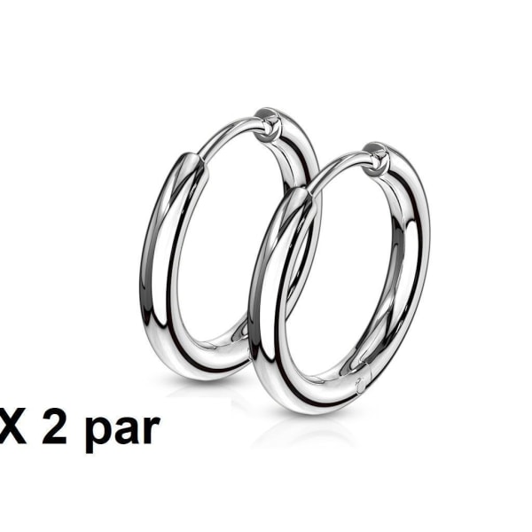 Obs! 2 Par 8mm innerdiameter Hoops örhängen i kirurgiskt stål