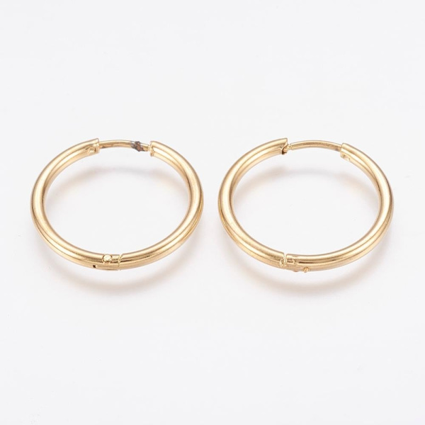 1Par 25 mm Hoops örhängen i Guldpläterad 316L kirurgiskt stål Guld