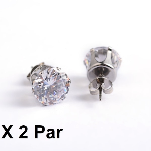 REA__2 Par studs i 316L stål med Kloinfattade 5 mm Vita CZ