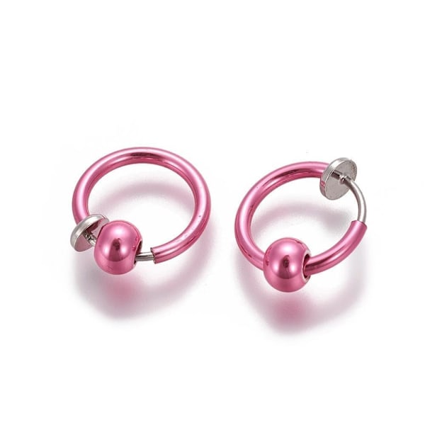 1 Par Fuxia Clip On Ring med avtagbar kula(13 mm i diameter) Fuchsia