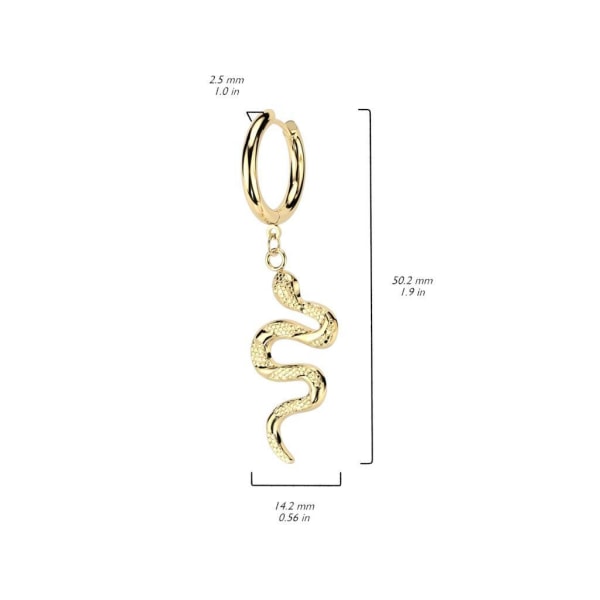 1 par Hoops øredobber i gullbelagt 316L stål med hengende slange Gold 7850  | Gold | Fyndiq