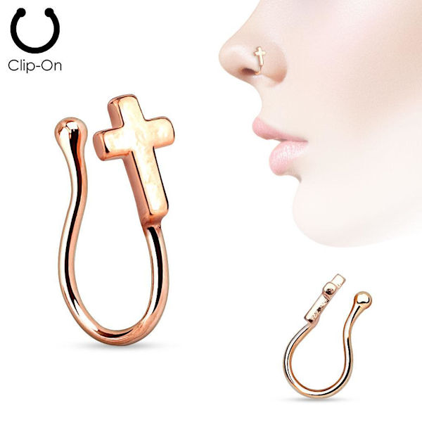 Clip On Korsformad "fake" näspiercing (4 val)  Hematit