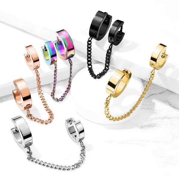 Tragus Linked ketju Hoops-korvakoruilla IP-316L kirurgista terästä 5 rainbow