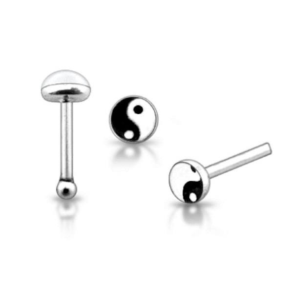 1 st. Näspiercing i silver med med emaljerad Yin Yang tecken (r)