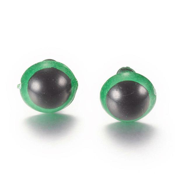 10 par (20 stk) Grønne "Amigurumi" øyne 8mm i diameter
