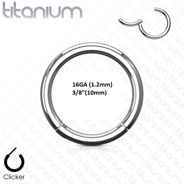 1 pari 10 mm:n saranoitua lävistysrengasta implanttititaanista 1,2 mm Titanium