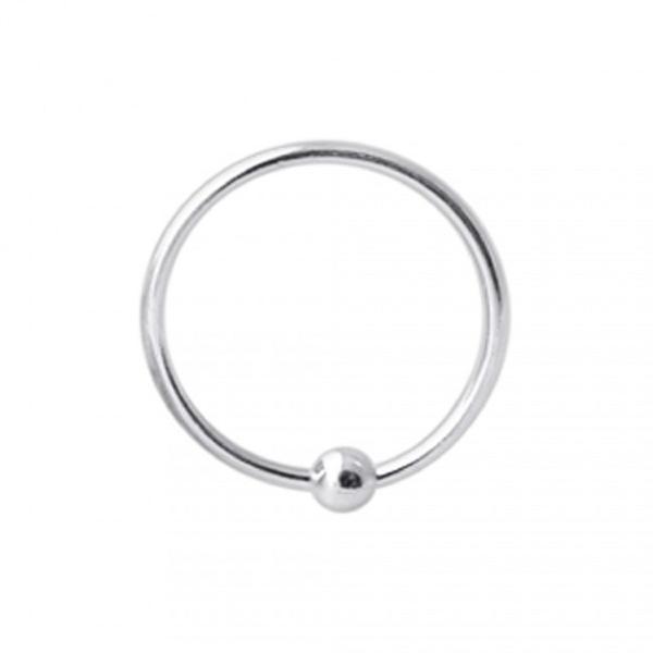 12 mm. Piercing ring i 925 Sterling Sølv med kugle 20 G-0,8 mm