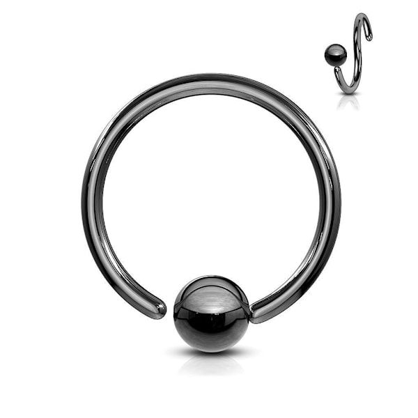 Fleksibel BCR Piercing i IP Sort 316L stål 14 GA-10 mm Ø Black