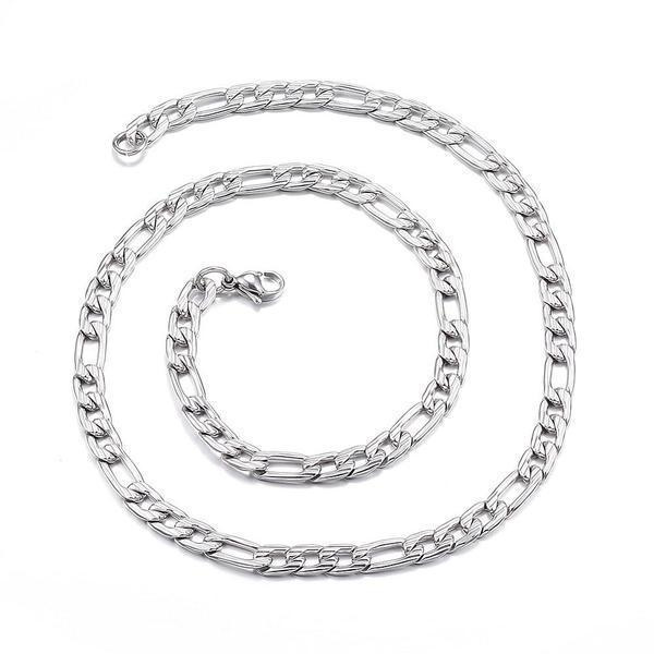 50 cm. lång Figaro länk halsband i  AISI 304 stål  , 6mm. bred