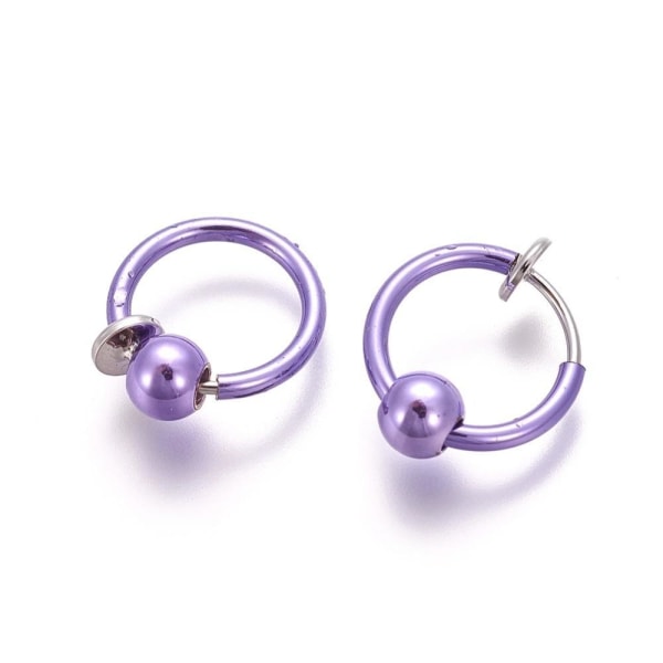1 par lilla Clip On-ringer med avtagbare kuler 13 mm Ø Purple