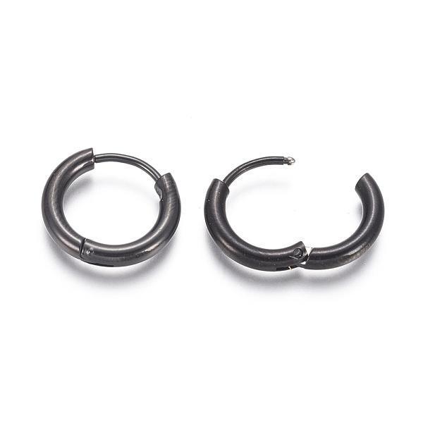 1 par 12 mm Hoops øreringe i sort 316L kirurgisk stål