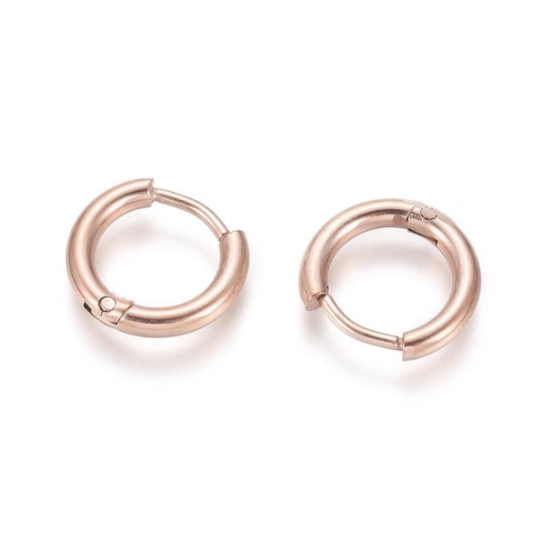 2 Par 12-13 mm Hoops örhängen i Roseguld 316L kirurgiskt stål Pink gold