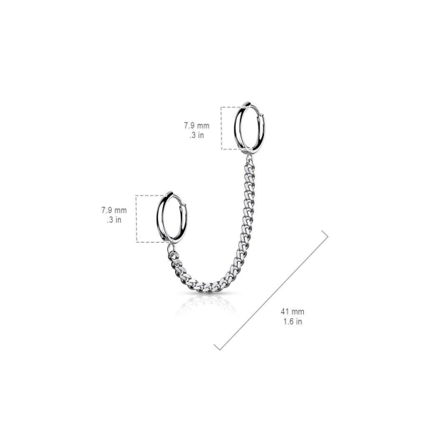 Tragus kæde med Hoops øreringe i Rose Gold IP-316L stål
