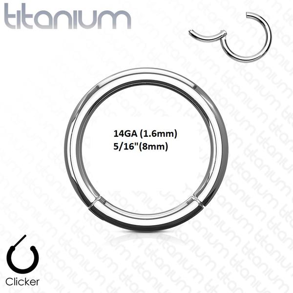 8 mm "hengslet" segmentpiercingring i implantat titan 1,6 mm tykk