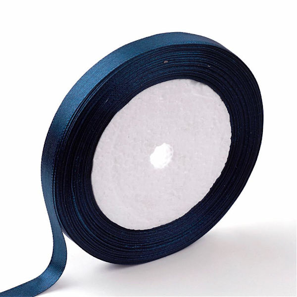 1 Rulle (25yard=22,89 mt.) Midnatt blå satinband 6 mm. bred