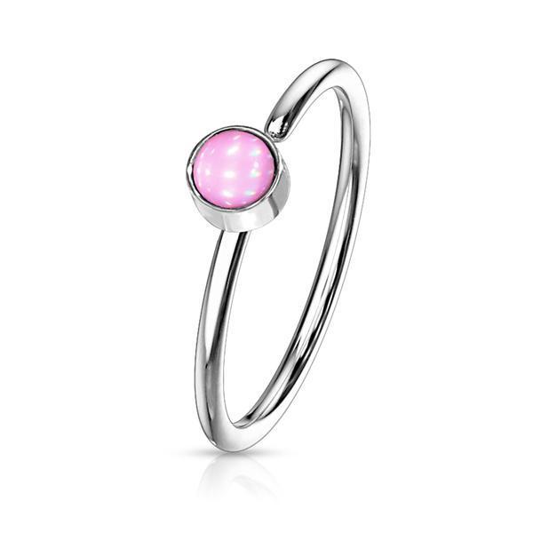 1Næsepiercing ring i 316 stål med "Glow in the dark" Pink sten