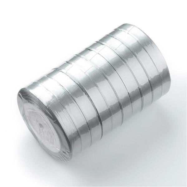 1 Rulle (25yard=22,89 mt.) Silverfärgad satinband 10 mm. bred