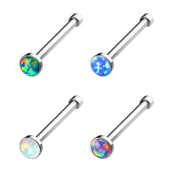 1 Näspiercing i 316L-stål med opalite (4 färgval) 4 Rainbow