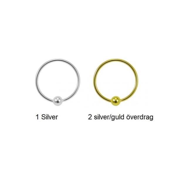 925 Sterling Silver , guld näspiercing m.m. 22G=0.6mm/ 6~12mm.Ø 8 Guld 0.6x9 mm.