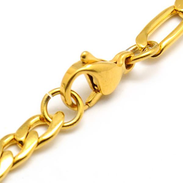 21 cm. lång  Figarolänk armband i Guldpläterad AISI 304  stål