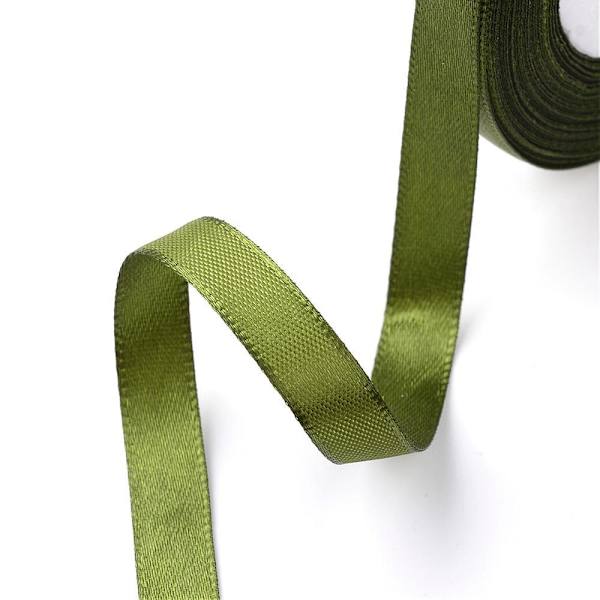 1 Rulle (25yard=22,89 mt.) Olive grön satinband 12 mm. bred