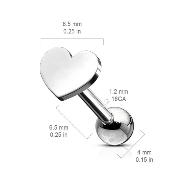 Sydämenmuotoinen Tragus/Rustolävistys/Stud IP-316L teräs (5 vaihtoehtoa) 4 Rödguld