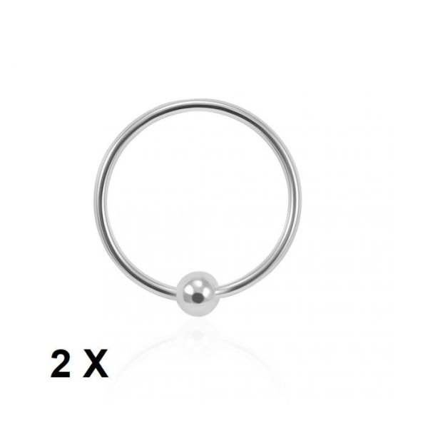 OPMÆRKSOMHED! 2 X 8 mm.Piercing ring i 925 Sterling Sølv med kugle