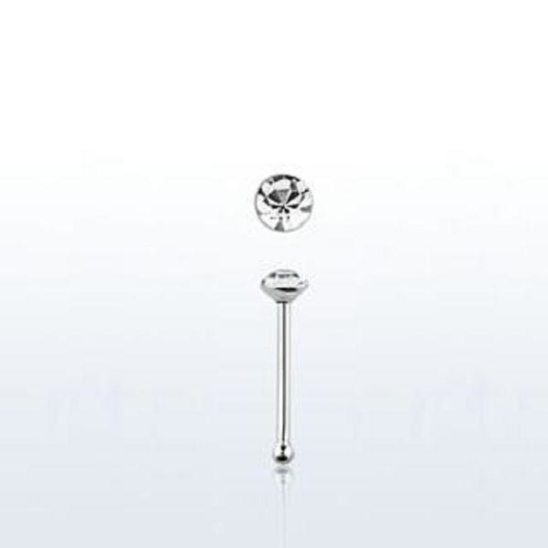 Merk 5 stk. Nesepiercing i sølv med 2 mm. rund hvit rhinestone (k) x5 pn