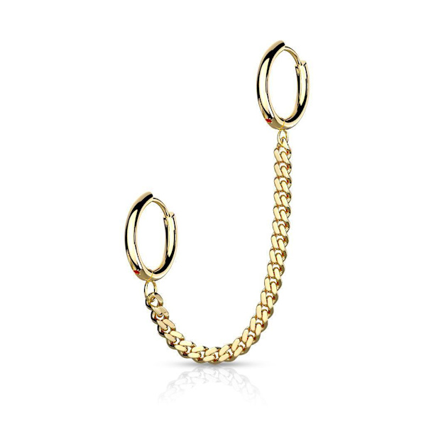 Tragus Linked kjede med Hoops øredobber i IP-316L kirurgisk stål 2 Svart
