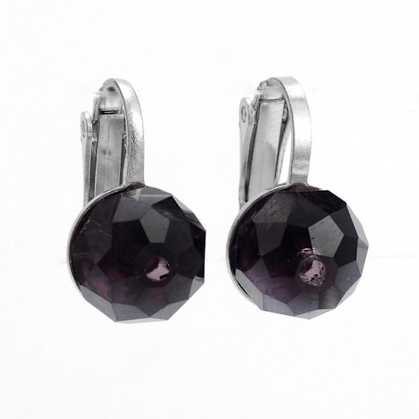 Clips örhängen i Stål med 10 mm  Lila Facettslipade kristaller Purple