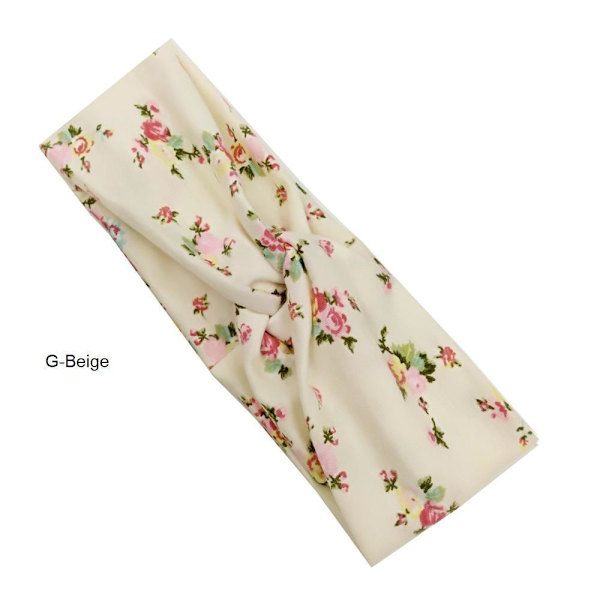 Håndsydd Floral Stretch-hodebånd (9 fargevalg) B-Rosa