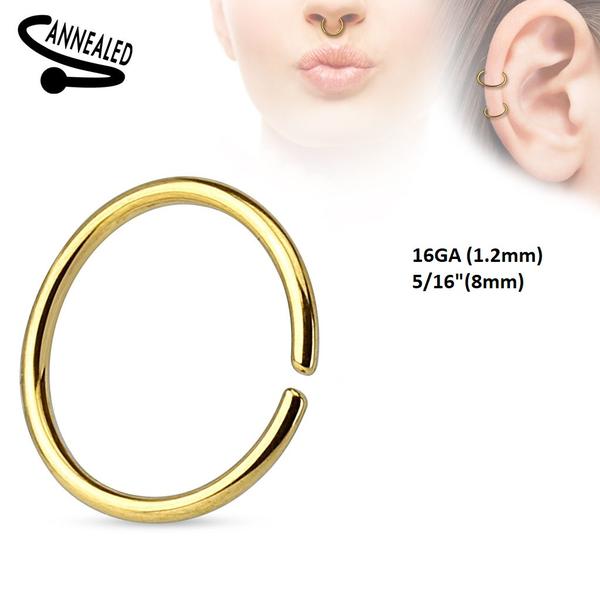 8 mm Guldpläterad Piercingring i 316L Kirurgiskt stål 1,2 mm