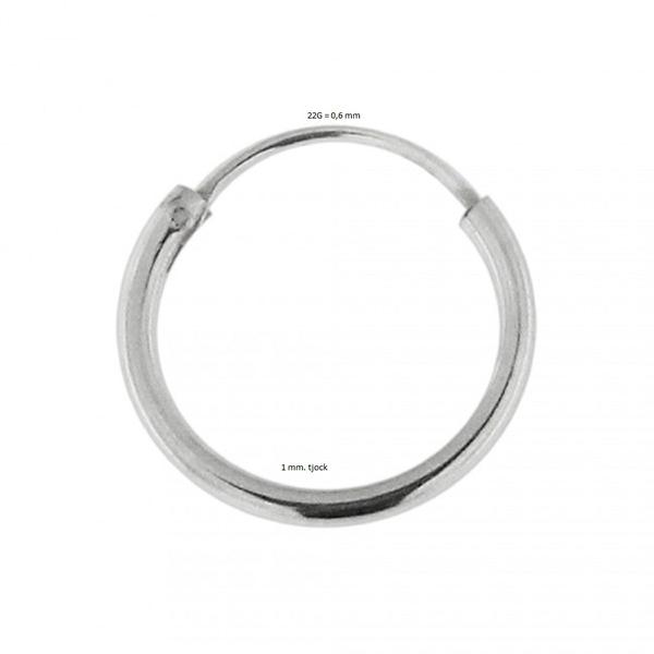 10 mm. Healing ring i 925 Sterling Sølv1,2 mm tyk 1,2x10mm-S