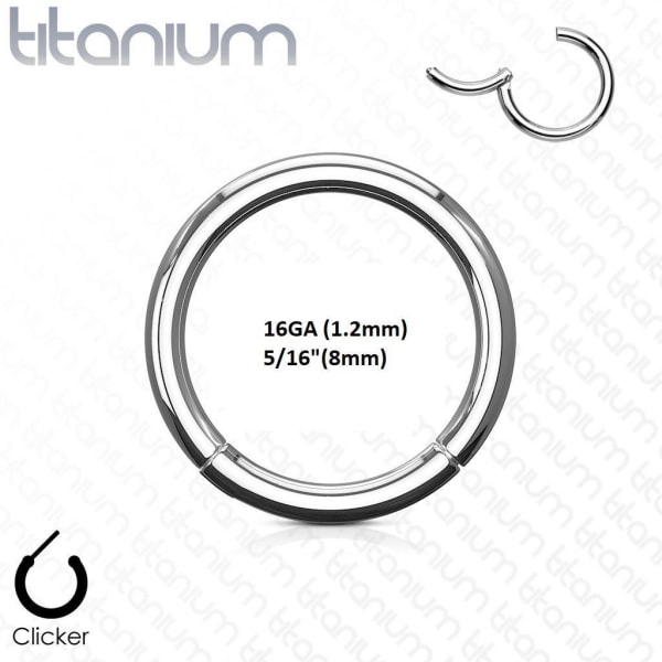 6 mm "Hinged" Segment Piercing Ring i Implantat Titanium 1,2 mm Titanium