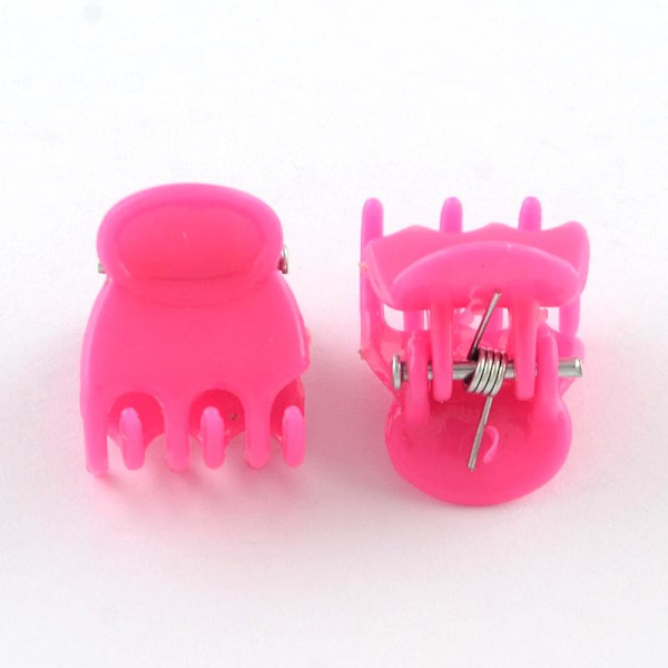 24 st. Små Fuxia Hårklämmor 15x14mm Fuchsia Fuchsia