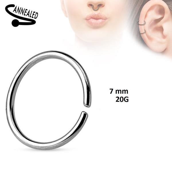 1 stk. 7 mm Piercing ring i udglødet 316L kirurgisk stål