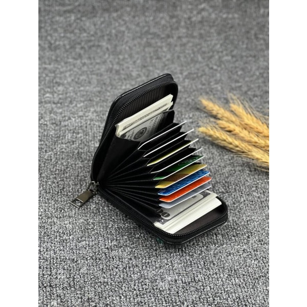Musta PU-nahkainen korttiteline 11,5x7,2 cm