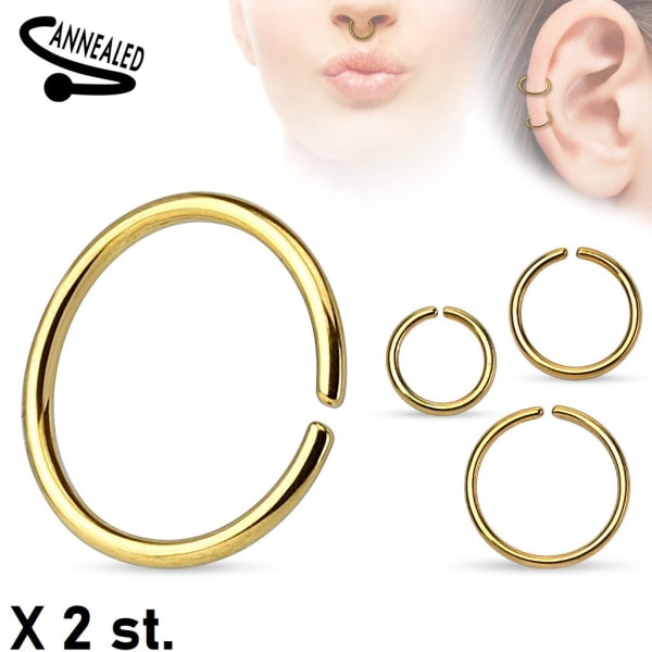 2 stk. 10 mm Piercing ring i glødet 316L kirurgisk stål (8 valg) 4 Guld