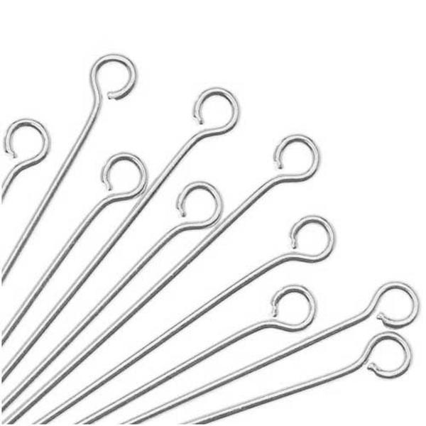 50 stk Nikkelfrie sølvbelagte messingpinner med løkke 70 mm